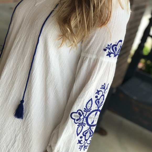 5/30 sale 📍 Boho bohemian white blue tassel dres - Picture 4 of 5